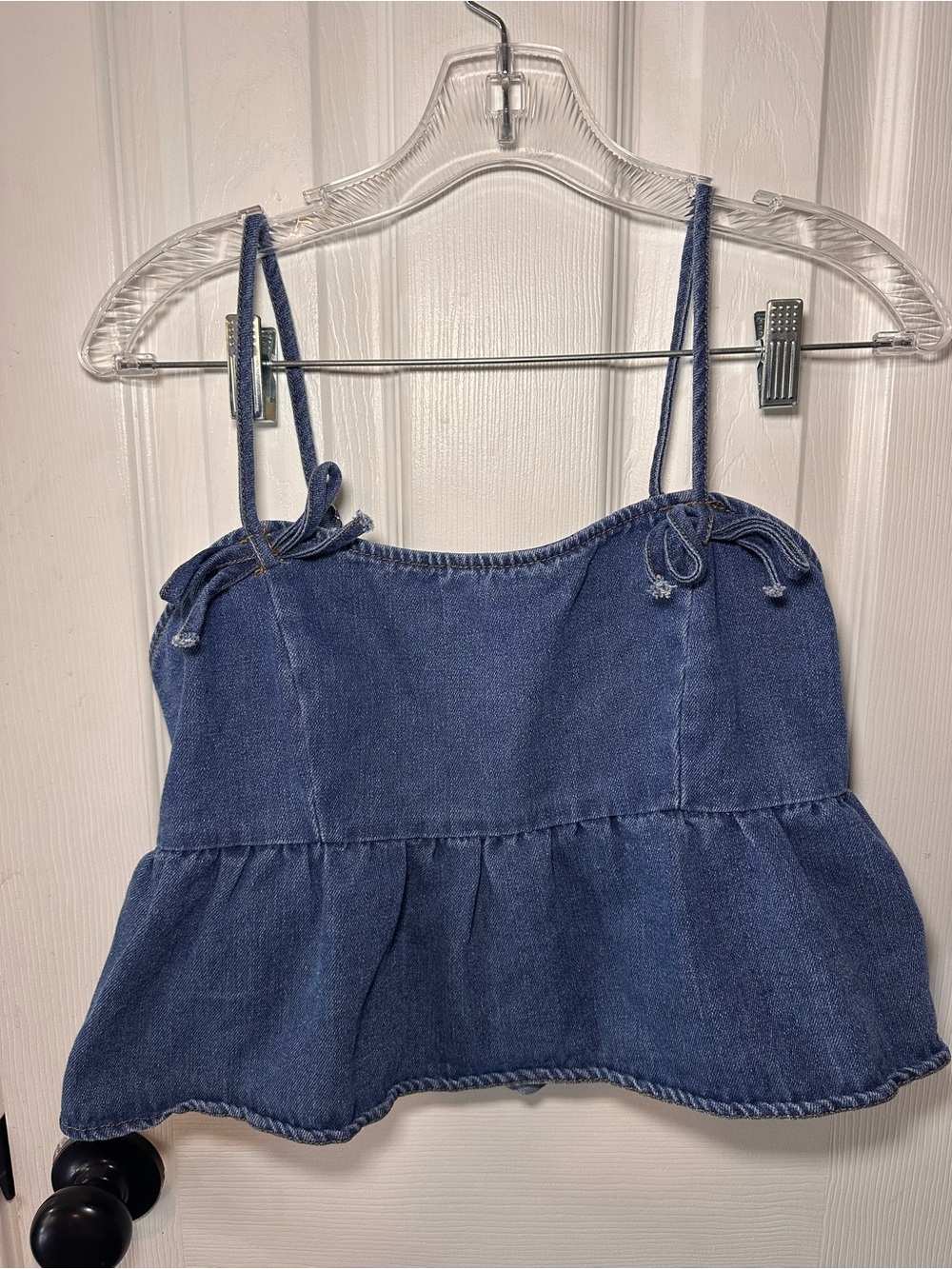 Altar’d State Denim Babydoll crop top